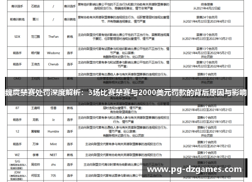 魏震禁赛处罚深度解析：3场比赛禁赛与2000美元罚款的背后原因与影响